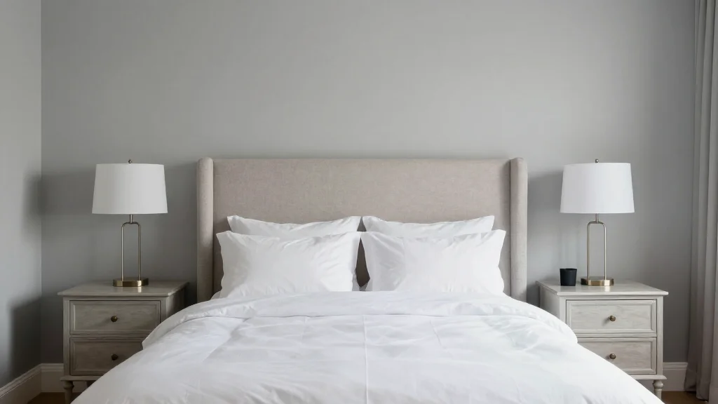  - Transitional bedroom with upholstered headboard and modern accents